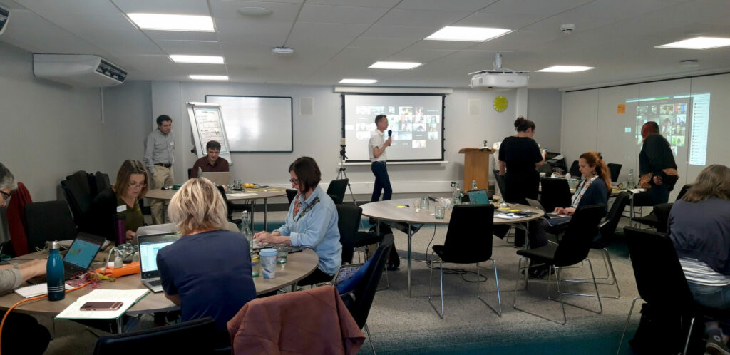 Group of people at work during a meeting