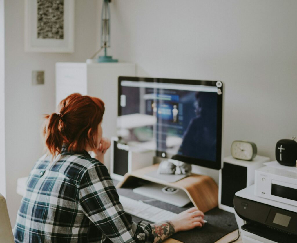 Woman working at a computer