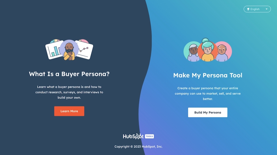 A screenshot of Hubspot's MakeMyPersona tool